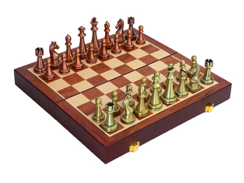 Classic Metal Chess Pieces Foldable Board Set-3