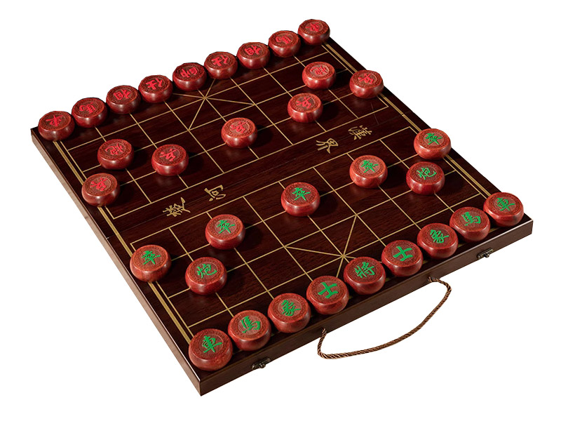 Wooden Chinese Chess Board Set - Red Chess Piece